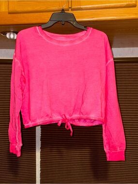 NWOT SUNDOWN Pink Long Sleeve Drawstring Shirt